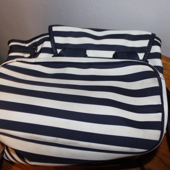 New $398 Large Tory Burch New Style Blue White Striped Backpack Bag main image 6